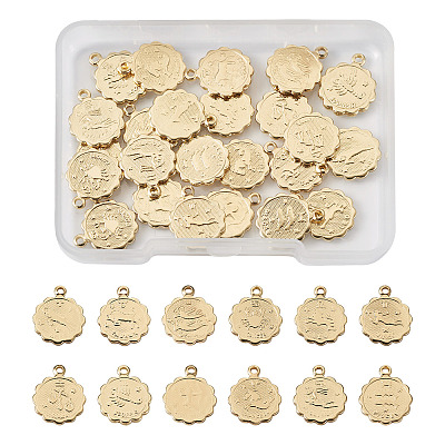 24Pcs 12 Style Brass Charms KK-TA0001-09-1