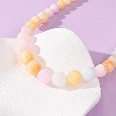 Dyed Round Natural Green Jade Graduated Beaded Necklaces GG-CBAA808-05P-A-1