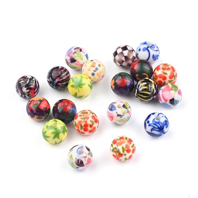 Opaque Printed Acrylic Beads MACR-S271-12mm-M-1