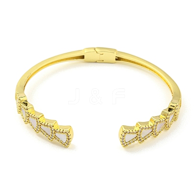 Fan Brass Micro Pave Clear Cubic Zirconia Open Cuff Bangles BJEW-Z062-18G-1