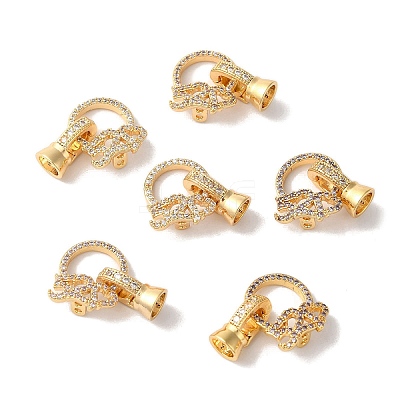 Brass Micro Pave Cubic Zirconia Fold Over Clasps KK-B098-01G-1