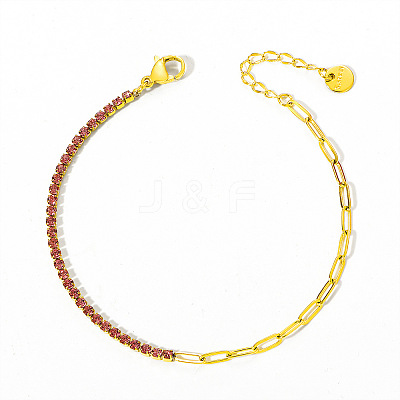 304 Stainless Steel Micro Pave Cubic Zirconia Link Bracelets FS-WGD7E2A-02-1