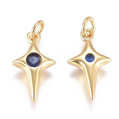 Brass Micro Pave Cubic Zirconia Charms ZIRC-G168-53G-01-1