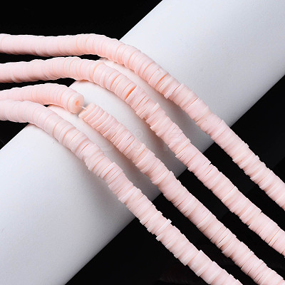 Flat Round Handmade Polymer Clay Beads CLAY-R067-8.0mm-27-1