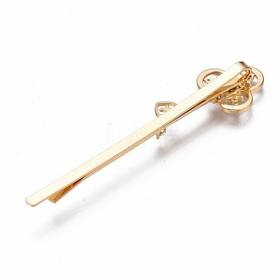 Brass Micro Pave Clear Cubic Zirconia Hair Bobby Pin Findings MAK-N232-002-1