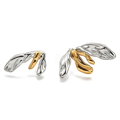 304 Stainless Steel Two-tone Stud Earrings for Women EJEW-R023-01GP-04-1