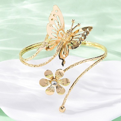 Flower & Butterfly Alloy Arm Cuff Bangles for Girl Women LS-AJEW-A063-01F-G-1
