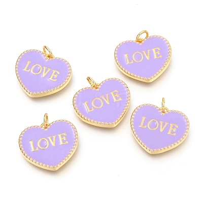 Brass Enamel Pendants KK-B027-03G-F-1
