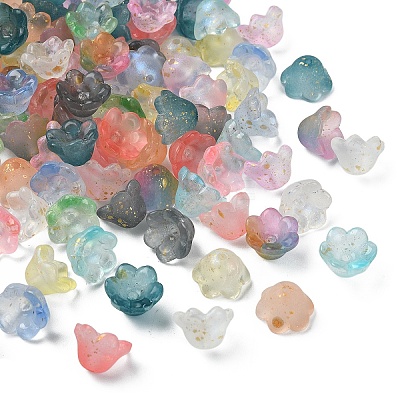 120Pcs 12 Colors Frosted Glass Bead Cap FGLA-YW0001-04-1