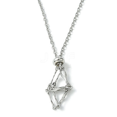 Crystal Cage Holder Necklace NJEW-JN04602-02-1
