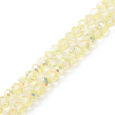 Electroplate Transparent Glass Beads Strands EGLA-K015-07E-1