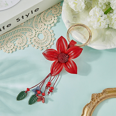Leather and Alloy Keychain HJEW-WH20022-04A-03-1