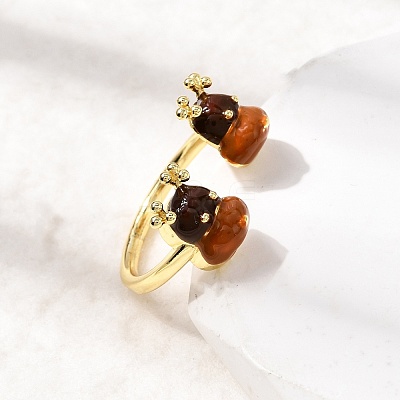 Christmas Brass Enamel Cuff Rings for Women RJEW-L336-04G-01-1