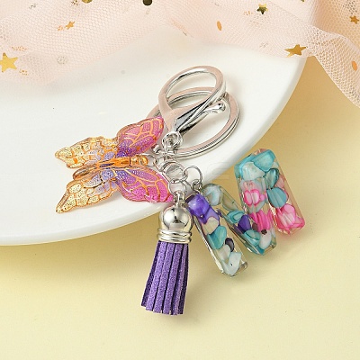 Resin Letter & Acrylic Butterfly Charms Keychain KEYC-YW00001-13-1