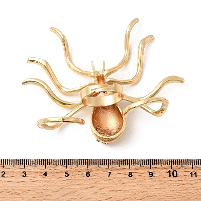 Halloween Alloy Rhinestone Adjustable Cuff Open Rings RJEW-P162-01G-1
