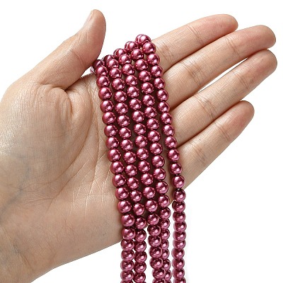 Eco-Friendly Dyed Glass Pearl Beads Strands HY-A008-6mm-RB027-1