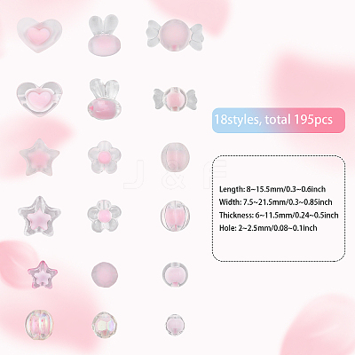 18 Style Transparent Acrylic Beads TACR-CA0001-20-1