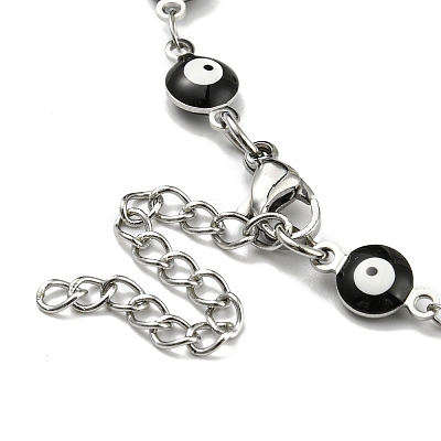201 Stainless Steel Cross Charm Bracelet BJEW-A142-01P-1