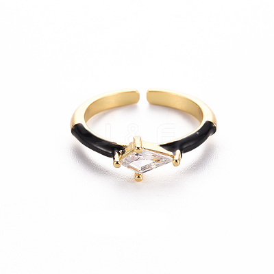 Brass Enamel Cuff Rings RJEW-T016-28B-NF-1