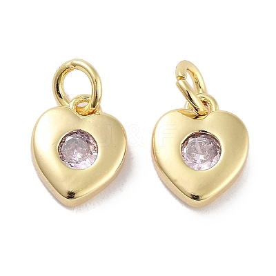 Brass Micro Pave Cubic Zirconia Charms KK-C051-07G-02-1