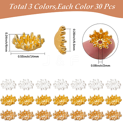 90Pcs 3 Colors Zinc Alloy Bead Caps FIND-SC0022-67-1