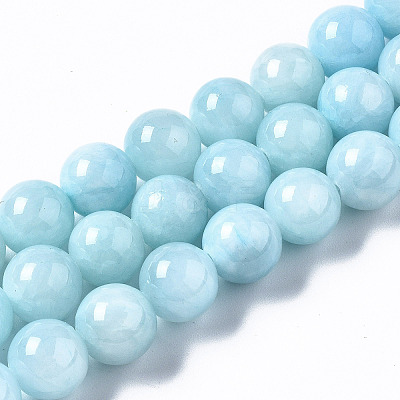 Natural Dyed Yellow Jade Gemstone Bead Strands X-G-R271-10mm-Y04-1