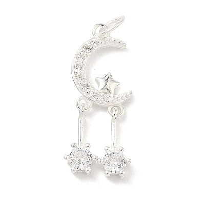 925 Sterling Silver Pave Clear Cubic Zirconia Pendants STER-G049-01A-S-1