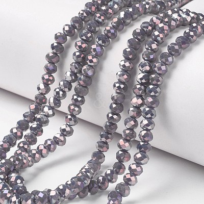Electroplate Opaque Glass Beads Strands EGLA-A034-P8mm-T02-1