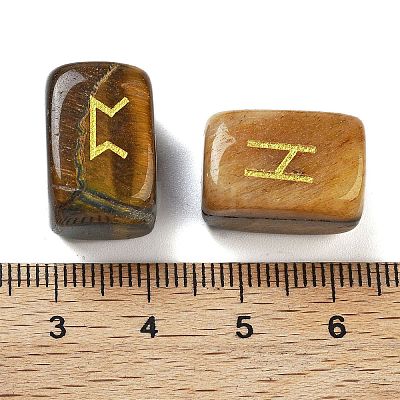 Rectangle Natural Tiger Eye Rune Stones G-Z059-01D-1