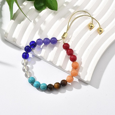 Long-Lasting Plated Brass Beads Slider Bracelets for Women BJEW-K268-01G-1