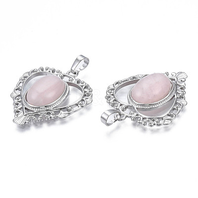 Natural Rose Quartz Pendants G-S274-12J-1