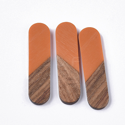 Resin & Walnut Wood Cabochons RESI-Q210-014A-A03-1