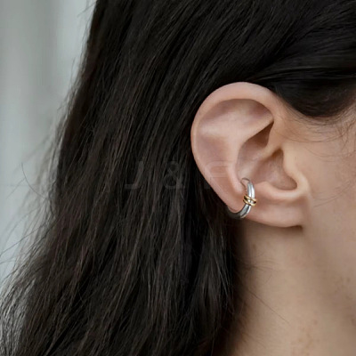Two Tone 304 Stainless Steel Cuff Earrings WG02975-01-1