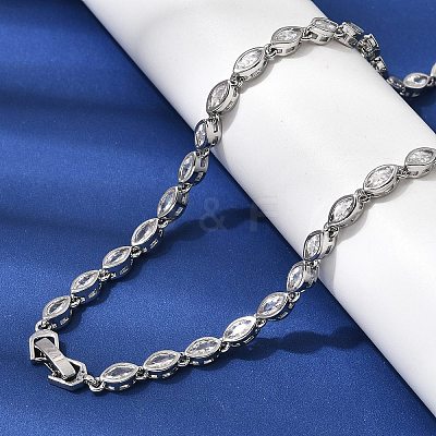 Brass Micro Pave Cubic Zirconia Geometric Tennis Necklaces NJEW-C121-02C-P-1