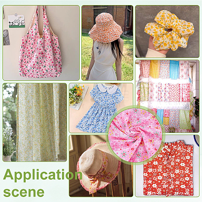 Flower Pattern Cotton Fabric DIY-WH0591-275D-1