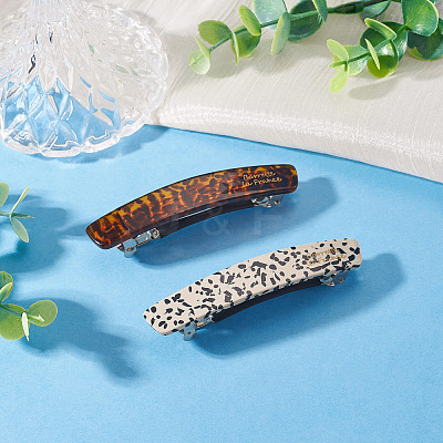 2Pcs 2 Colors Cellulose Acetate and Iron Hair Barrettes for Women Girl PHAR-TADJ0001-01B-1