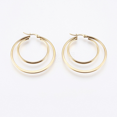 201 Stainless Steel Hoop Earrings X-EJEW-I213-B-02G-1