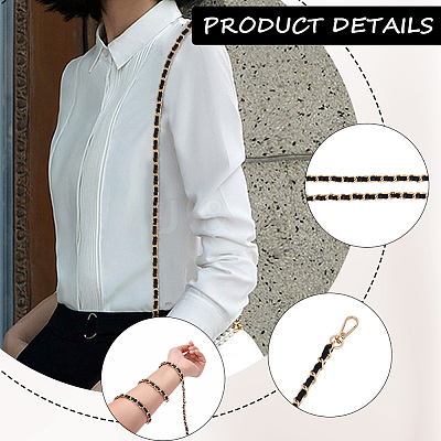 1Pc Imitation Leather & Alloy Chain Bag Strap PURS-CL0001-13B-1