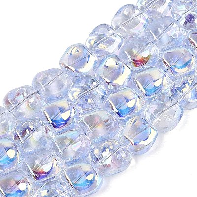 Electroplate Transparent Glass Beads Strands EGLA-N057-02A-01-1