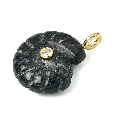 Natural Moss Agate Carved Pendants G-C282-01H-1