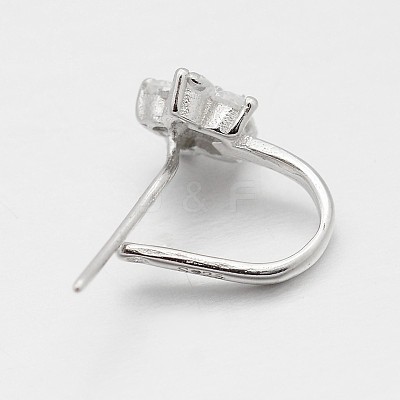 Anti-Tarnish Trendy Rhodium Plated 925 Sterling Silver Micro Pave Cubic Zirconia Pinch Bails X-STER-M081-072B-1