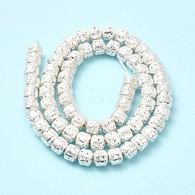 Electroplated Natural Lava Rock Beads Strands G-G984-10S-1