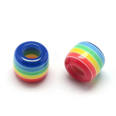 Opaque Stripe Resin European Beads RESI-S344-07-1