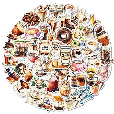 50Pcs Cartoon Coffee Paper Sticker STIC-C012-20-1