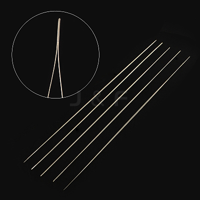 Iron Collapsible Big Eye Beading Needles X-ES001Y-S-125mm-01-1