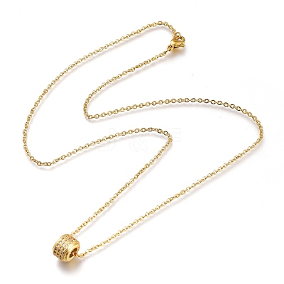 Brass Micro Pave Clear Cubic Zirconia Pendant Necklaces NJEW-A127-08G-1