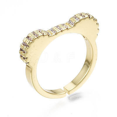 Brass Micro Pave Clear Cubic Zirconia Cuff Rings RJEW-Q161-008-NF-1