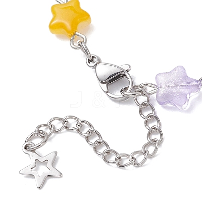 Spray Painted Glass Star Beads Link Chain Bracelets for Women BJEW-JB12730-1