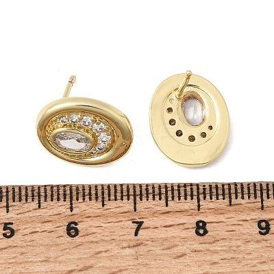Brass Micro Pave Cubic Zirconia Stud Earrings EJEW-G471-13G-01-1