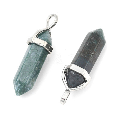 Natural Indian Agate Double Terminated Pointed Pendants G-F295-04L-1